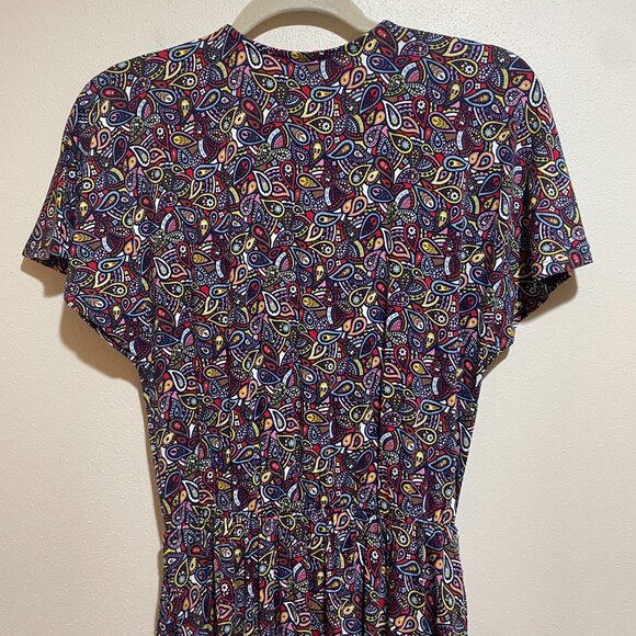 Boden Flutter Sleeve Jersey Dress Paisley Patterned - Picture 12 of 14